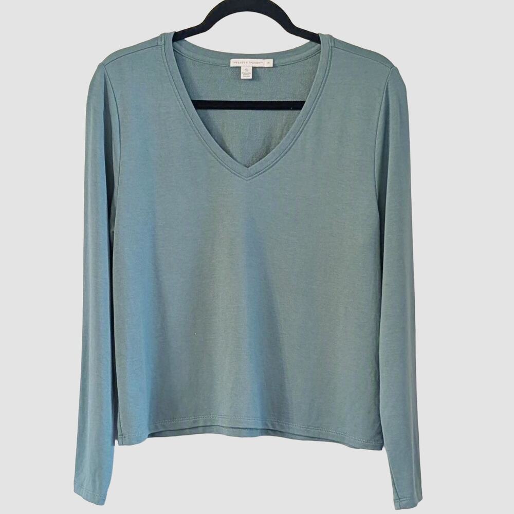 Threads 4 Thought Modal V Neck Long Sleeve Top Medium Green Sustainable